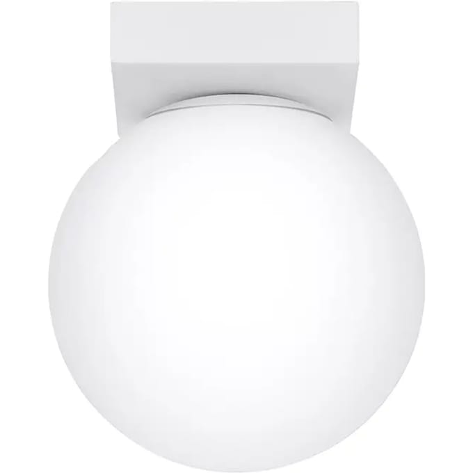 Plafondlamp YOLI 1 compacte opbouwlamp met glazen bol - Sollux Lighting - IP20 - Wit staal/glas behuizing - 12 x 12 x 14.5 cm - 1 x G9 LED, exclusief lichtbron - Max. 8 W - Moderne plafondlamp voor woonkamer, slaapkamer en eetkamer