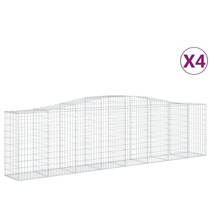 vidaXL - Schanskorven - 4 - st - gewelfd - 400x50x100/120 - cm - ijzer