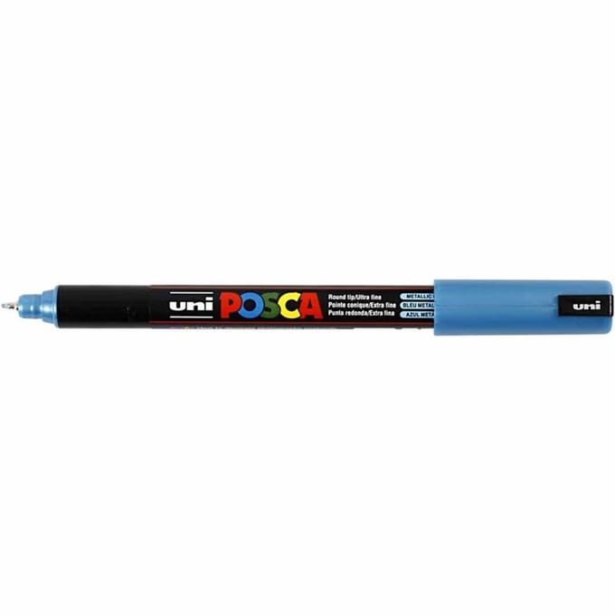 Posca Marker, afm PC-1MR, lijndikte 0,7 mm, extra-fijn, metallic blauw, 1 stuk