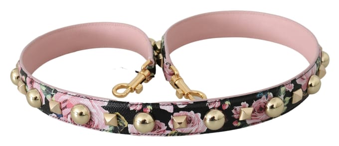 Dolce & Gabbana Pink Bloem Leather Stud Accessoire Schouder damesriem