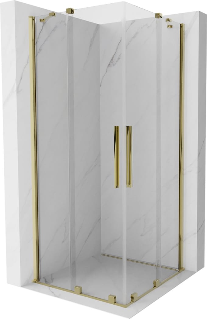 Mexen Velar Duo schuifbare douchecabine 80 x 80 , transparant, goud - 871-080-080-02-50