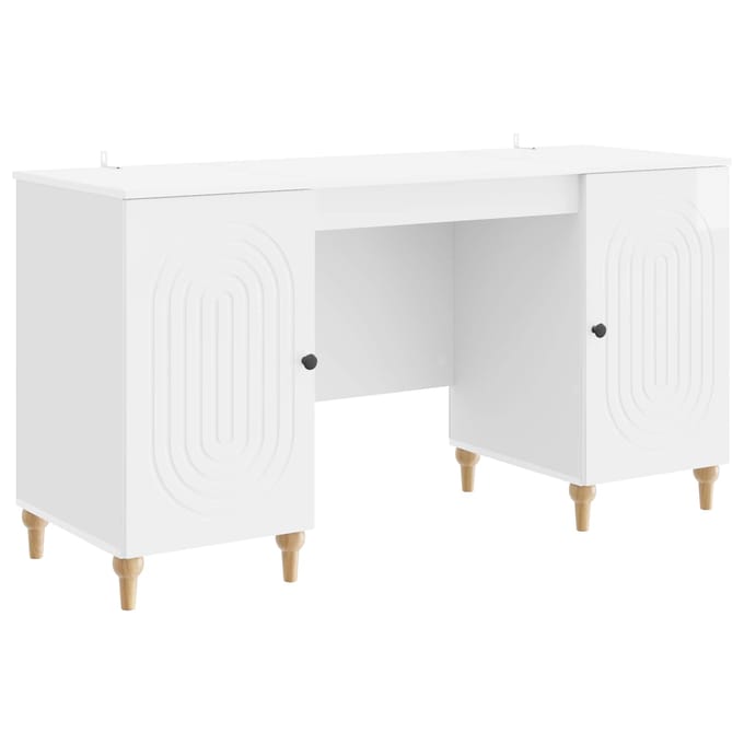 vidaXL - Bureau - Hoogglans - wit - 142,5 - x - 50 - x - 75 - cm - Bewerkt - hout