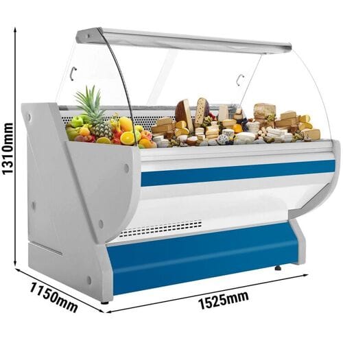 GGM Gastro Kühl-/ Fleischtheke - 1500mm - Blau - mit Fleischlicht & beleuchteter Frontblende