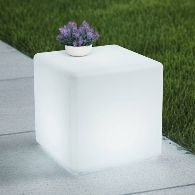 Lindby - Terraslampen - RGB - met dimmer - 1licht - Polyethyleen - H: 41 cm - wit - Inclusief lichtbron