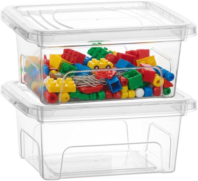 Plasticforte Opslagbox Easy met deksel - 2x - 1.5 Liter - 20 x 16 x 9 cm - transparant - kunststof