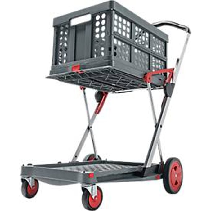 Inklapbare trolley CLAX®-  met vouwkrat -  46 L - grijs/rood