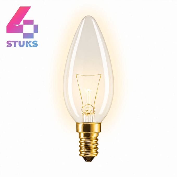 4x Kaarslamp Gloeilamp E14 - 11W - Warm Wit Licht (2700K) - 50 lm - 1 jaar - Dimbaar