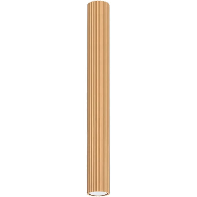 Plafondlamp KARBON 60 extra lange geribbelde buisspot van 60 cm - Sollux Lighting - IP20 - Goud aluminium behuizing - 6.5 x 6.5 x 60 cm - 1 x GU10 LED, exclusief lichtbron - Max. 10 W - Minimalistische plafondlamp voor slaapkamer, woonkamer en gang
