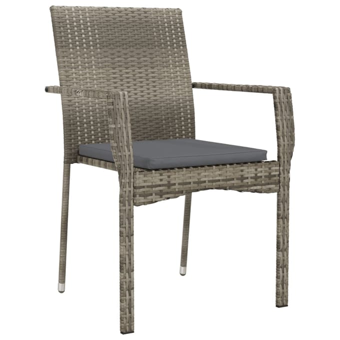 vidaXL - Tuinstoelen - 2 - st - met - kussens - poly - rattan - grijs