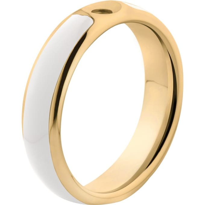 Melano Twisted Tracy resin ring - dames - goldplated + white resin - 5mm - Maat 15.50