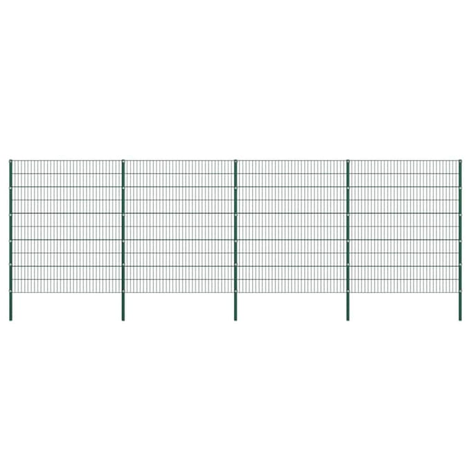 vidaXL - Schuttingpaneel - met - palen - ijzer - 867x200 - cm - groen