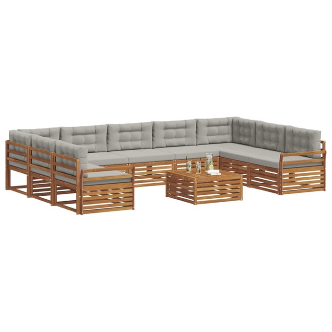 vidaXL - Buiten - bank - set - 10 - st - Natuurlijk - en - Licht - Grijs