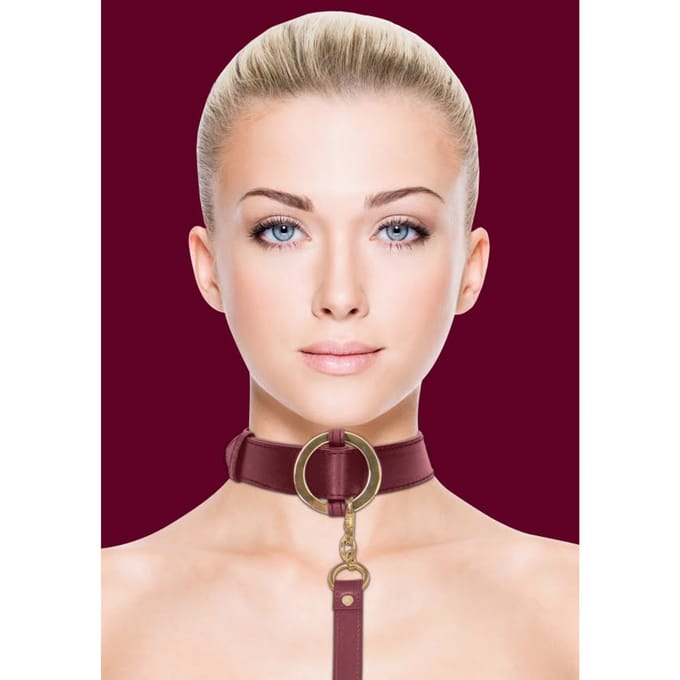 Ouch Halo - Luxe Collar met Riem - Burgundy