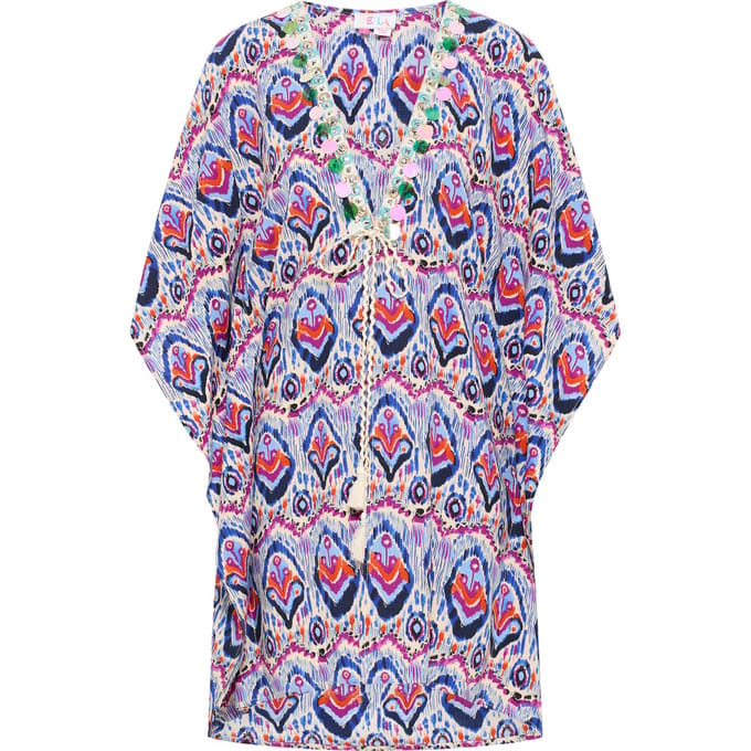 IZIA Kimono Dames Blauw Veelkleurig