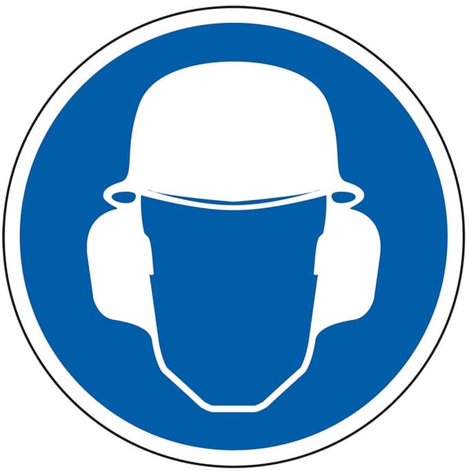 Helm en oorkap verplicht bord - kunststof 100 mm