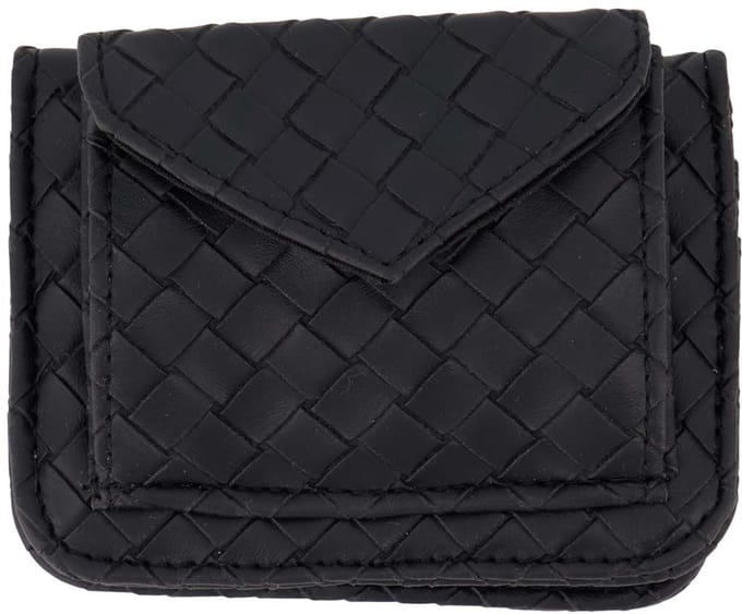 Zusss Pashouder Gevlochten 100% PU Leer Black