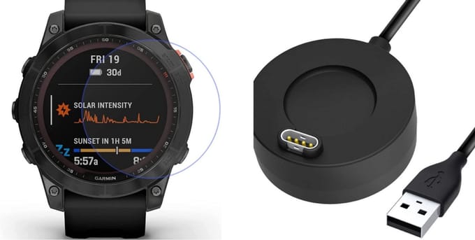 Strap-it Oplaadkabel + Screen Protector - Geschikt voor Garmin Fenix 7 - Oplader - Charger - Schermbescherming - Duurzame Beschermer