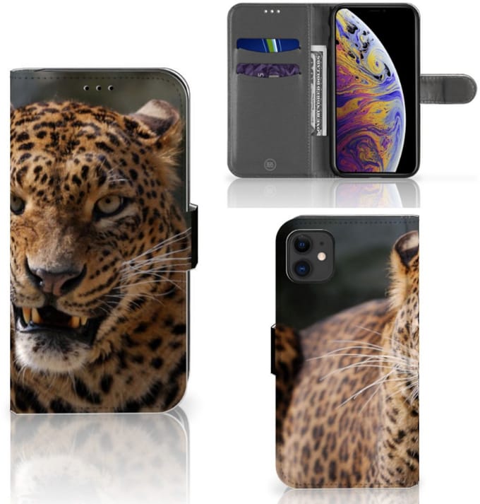Apple iPhone 11 Telefoonhoesje met Pasjes Luipaard