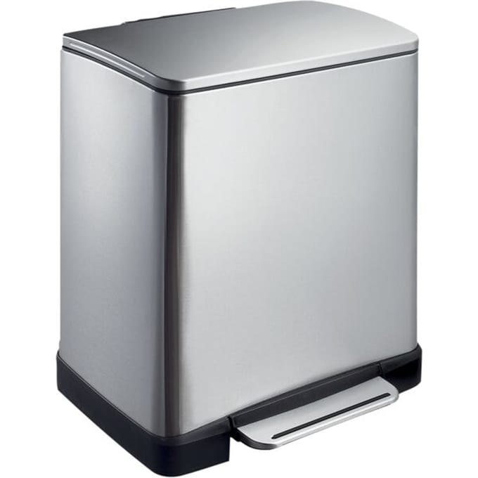 EKO - E-Cube recycling pedaalemmer 10+9 liter - Stainless steel Plastic - mat RVS - Prullenbak