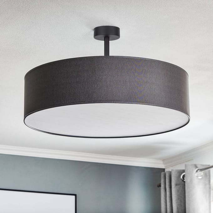 TK Lighting Plafondlamp Rondo met afstand, grijs Ø 60 cm