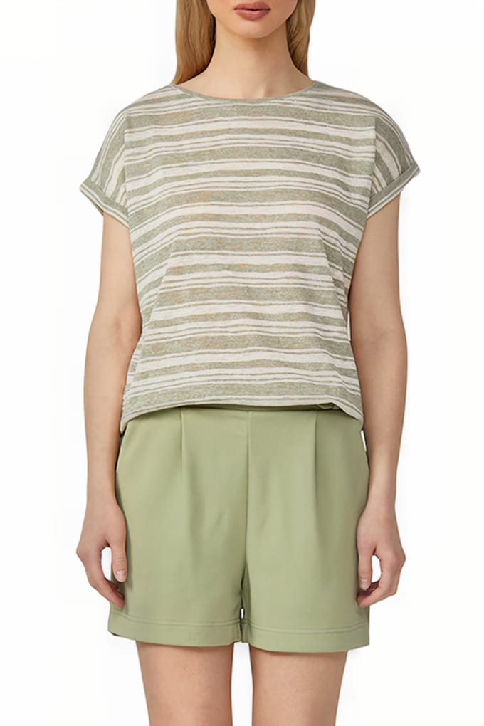 Q/S designed by - Dames t-shirt - Maat S - Vrouwen - Khaki - Viscose