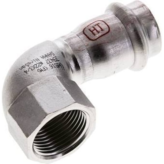 90 graden L-Perskoppeling - 22mm & Rp 3/4'' Persmof - RVS