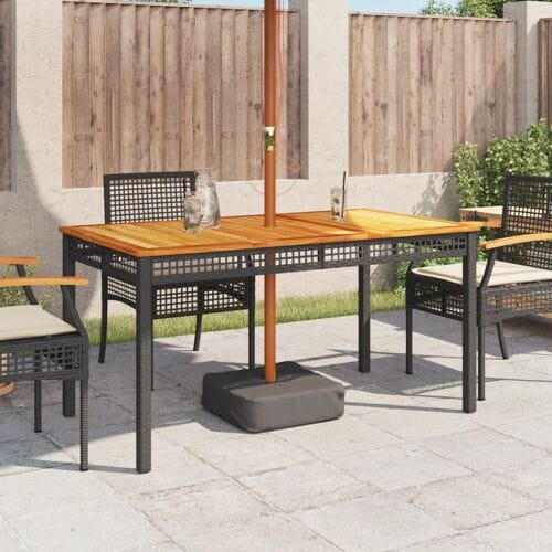 vidaXL - Tuintafel - 140x80x75 - cm - poly - rattan - en - acaciahout - zwart