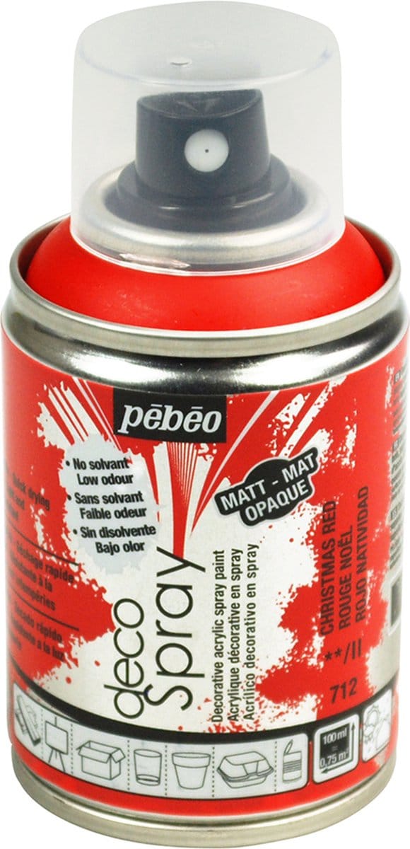 Verf Kerstmisrood- acryl mat in spuitbus - 100 ml - Pébéo