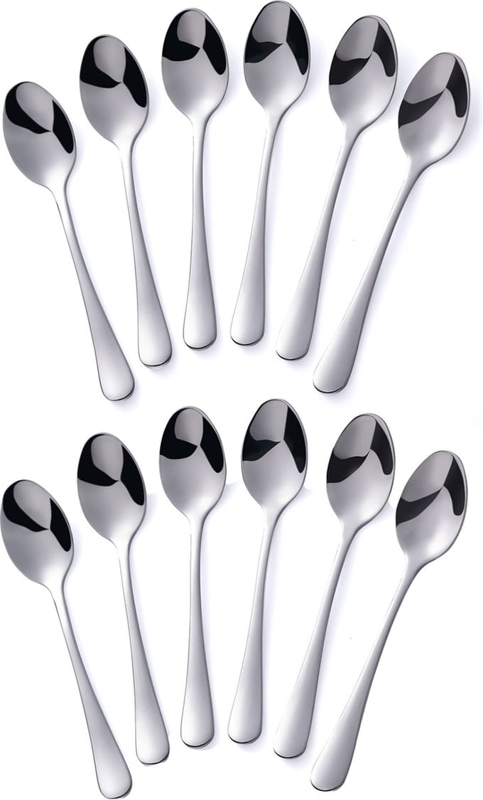 Alheco 12 ovale theelepels - 12.3cm - RVS theelepeltjes - Zilver