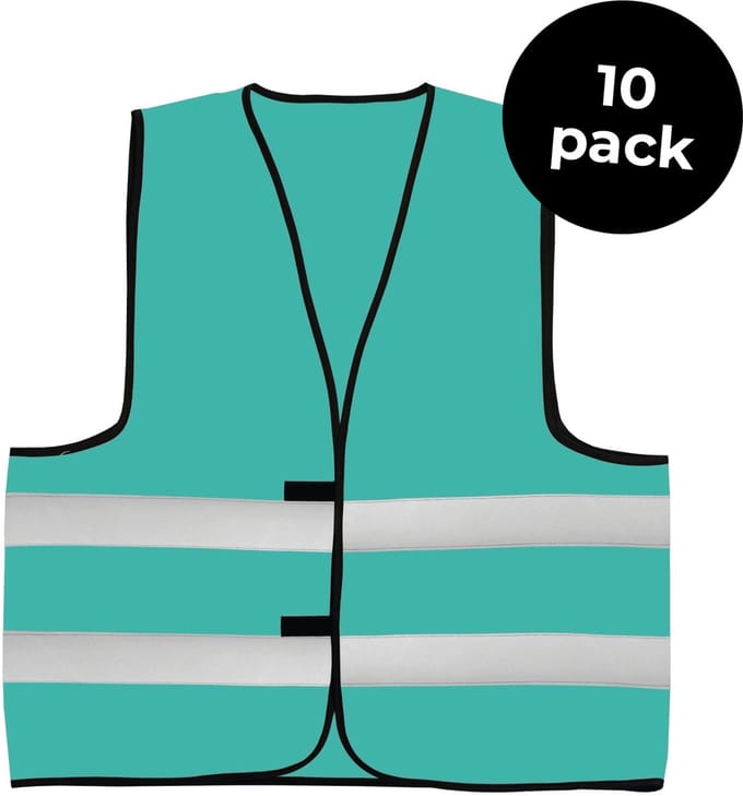 Hesjesfabriek Veiligheidshesjes kinderen - 10-pack turquoise - maat S (8-12 jaar)