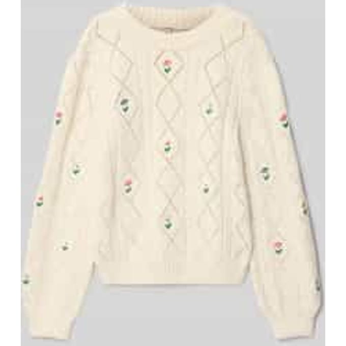 Regular fit pullover met ajoutricot, model 'FLOWER'