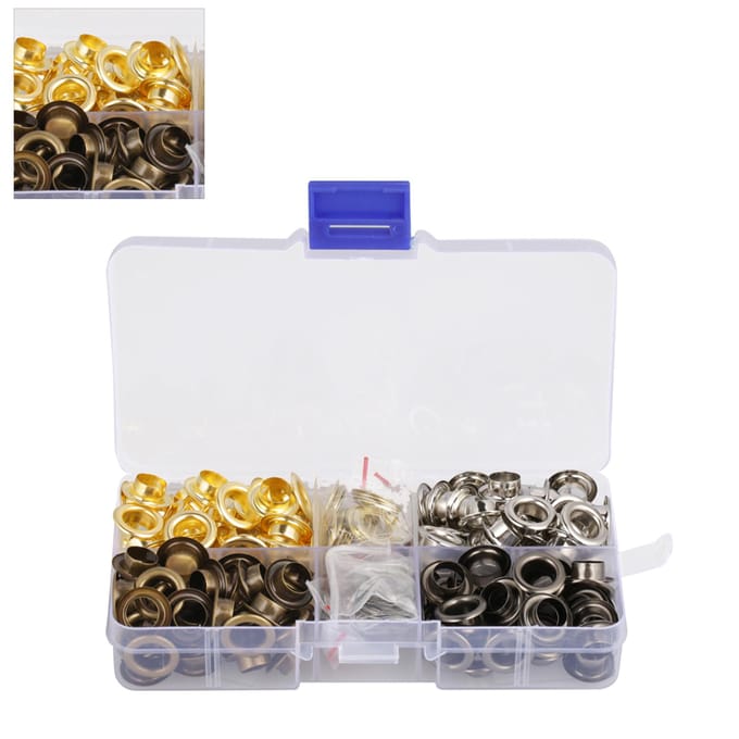 140 sets/doos 8mm Messing Oogje Grommet Set Knutsel Kleding Accessoires gray