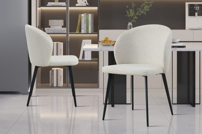 Eetkamerstoel Tilly - 51x55x80cm - Beige Stof