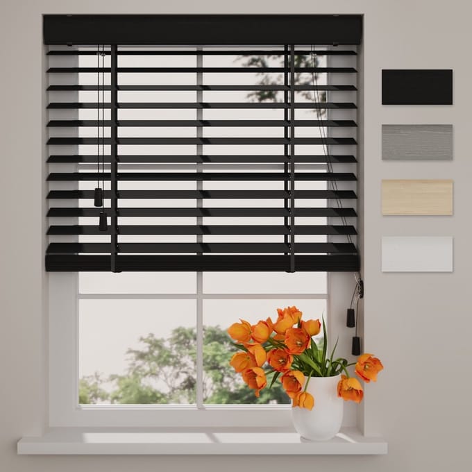 Bamboe Houten Jaloezie Easy - 50 mm - Black - 75 x 130