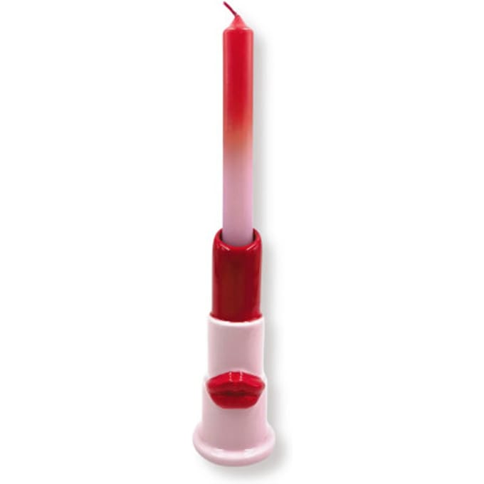 House Vitamin Candle holder lipstick ceramics pink/red 5x5x15cm