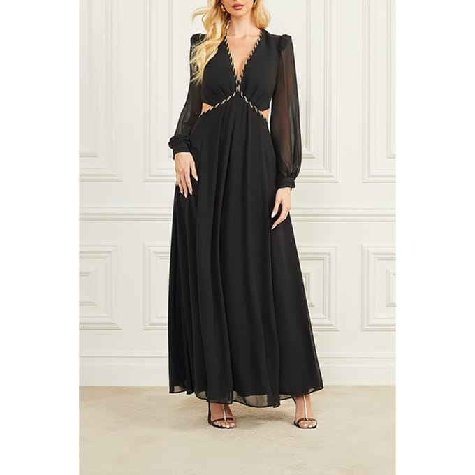 GUESS Marciano By  Ursula Gown Solid Jet Black Maxi Dress Taglia: M | Maxi abiti Outlet | Donna | Nero