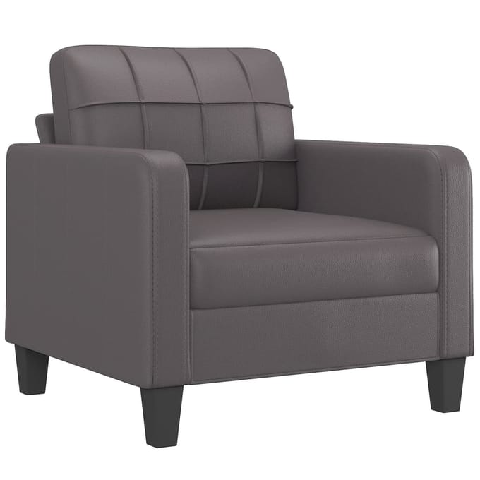 vidaXL - 3-delige - Loungeset - met - kussens - kunstleer - grijs