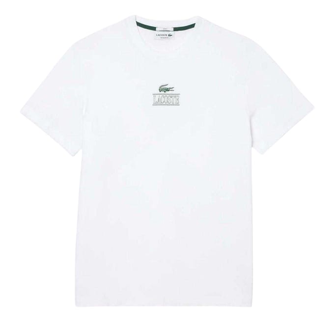 Lacoste Heren Geborduurd Logo Katoenen T-Shirt (Wit)