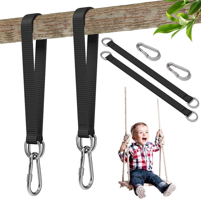 Hammock Straps Set van 2 met Carabiner en D-Ringen - Outdoor Hammock Attachment Loops - 50 cm x 2.5 cm