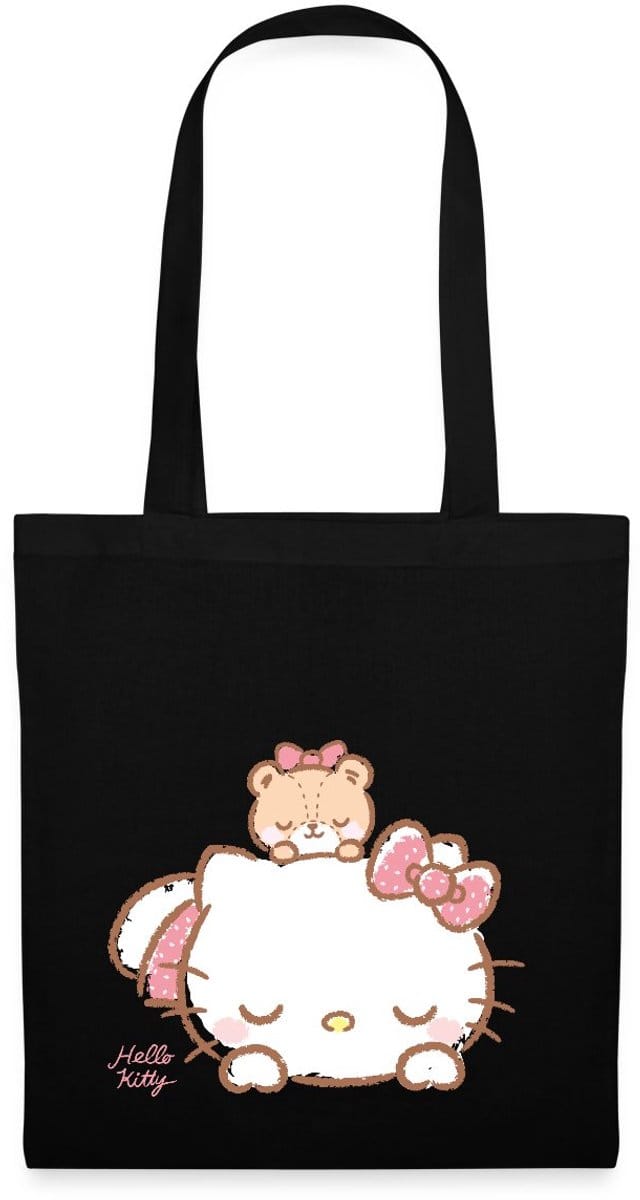 Hello Kitty Met Teddy Op Haar Rug Tas Van Stof Schoudertas