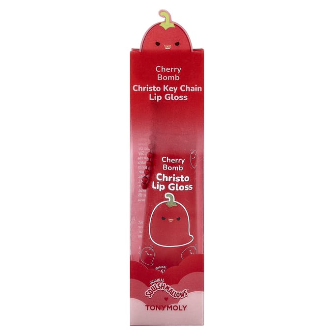 TonyMoly, Originele Squishmlows™, Christo Sleutelhanger Lipgloss, Cherry Bomb, 11g (0,38 oz.) red