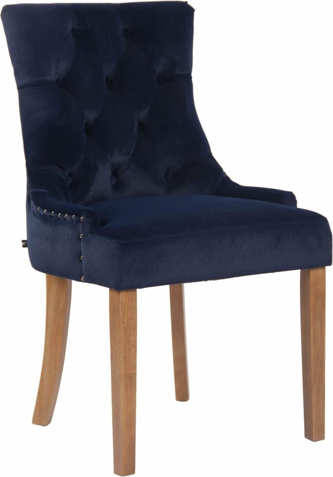 CLP Aberdeen Eetkamerstoel - Zonder armleuning - Hout - antiek licht/blauw