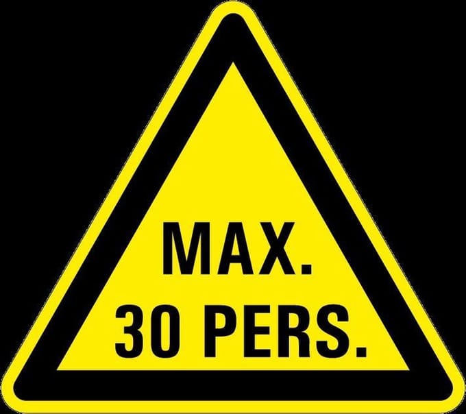 Waarschuwingssticker max. 30 personen 100 mm