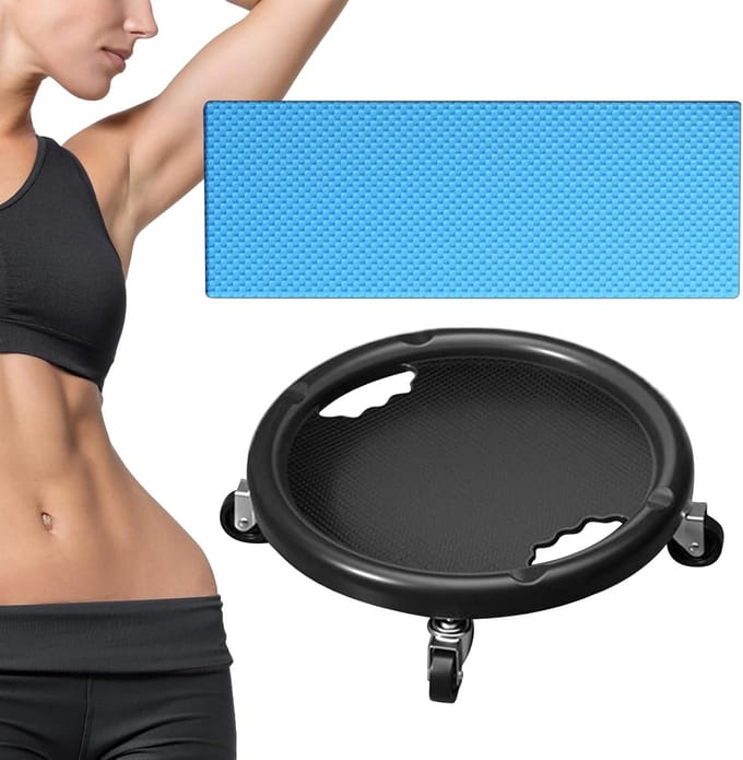 Buikspierroller - Core wiel - Buikspiertraining - 360 graden draaibaar - 28x28x8 cm - Zwart