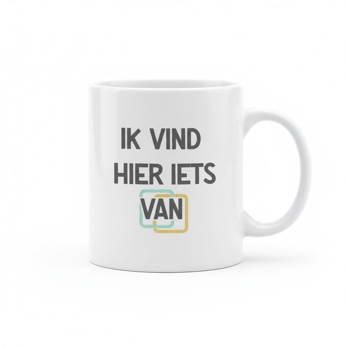 Grappige Nederlandse Tekst Mok 330 ml – “Ik Vind Hier Iets Van” Strak Modern Statement Koffie- & Theebeker Cadeau