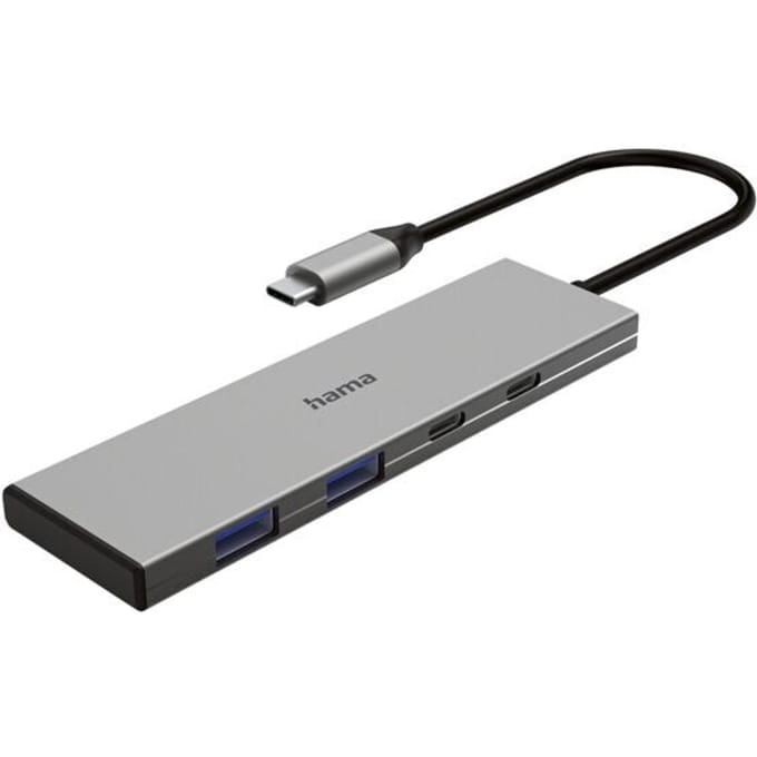 Hama 00200147 USB-hub 4 poorten USB-C 3.2 Gen 2, USB-A 3.2 Gen 2, USB-C (met Power Delivery) USB 3.2 Gen2 10 GBit/s Grijs