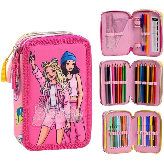 Barbie Bestie Vibes Loaded Pencil Case, 3-level