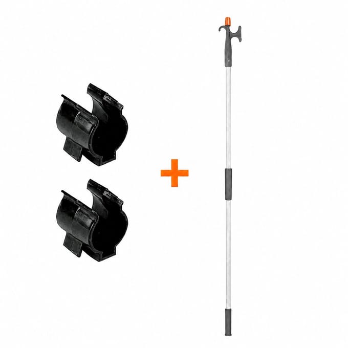 Telescopische Bootshaak met 2 Klemmen – Aluminium Pikhaak – Uitschuifbaar 120-196 cm – Ø 30 mm