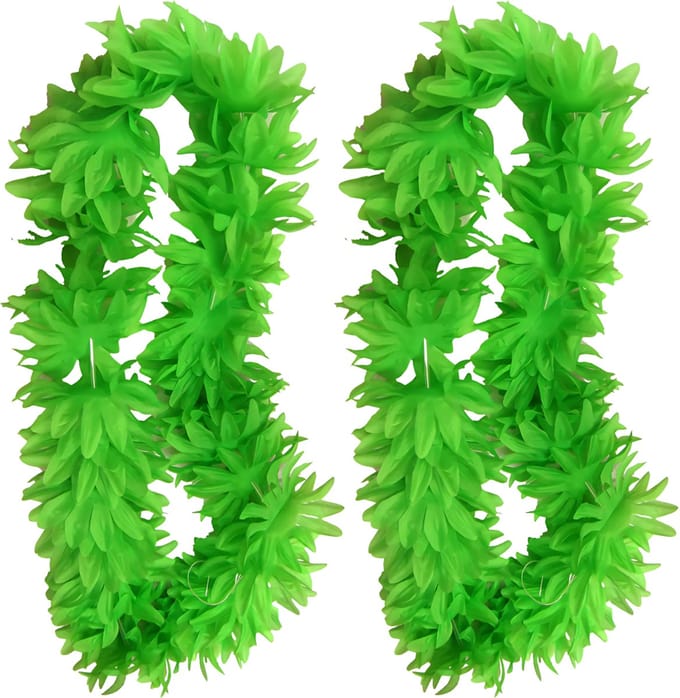 PartyXplosion Hawaii slinger - 2x - neon groen - 1 m - polyester - feestartikelen