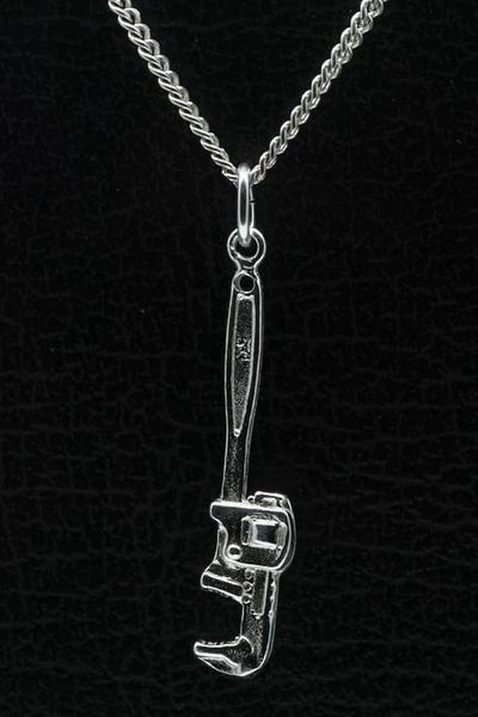 Zilveren Engelse sleutel ketting hanger